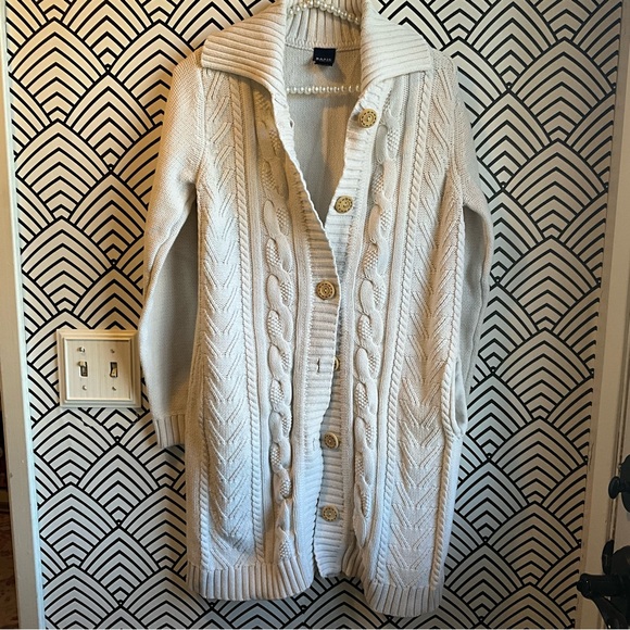 2000s Long Sweater cardigan cream essential timeless 90s vintage y2k - Picture 1 of 4